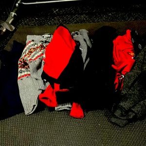 9 piece lot of boys sweaters, vest, shirts, pants size 4